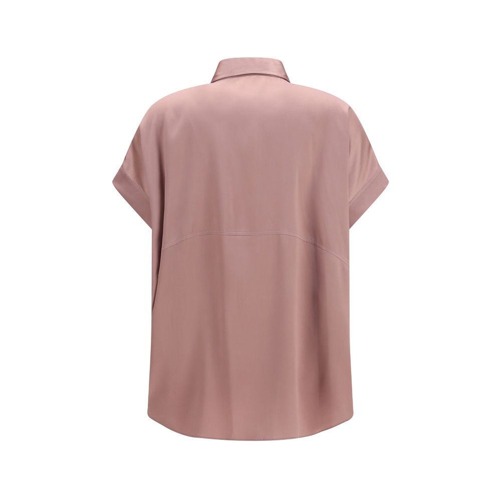 Brunello Cucinelli Multicolor Silk Shortsleeve Women's Shirt