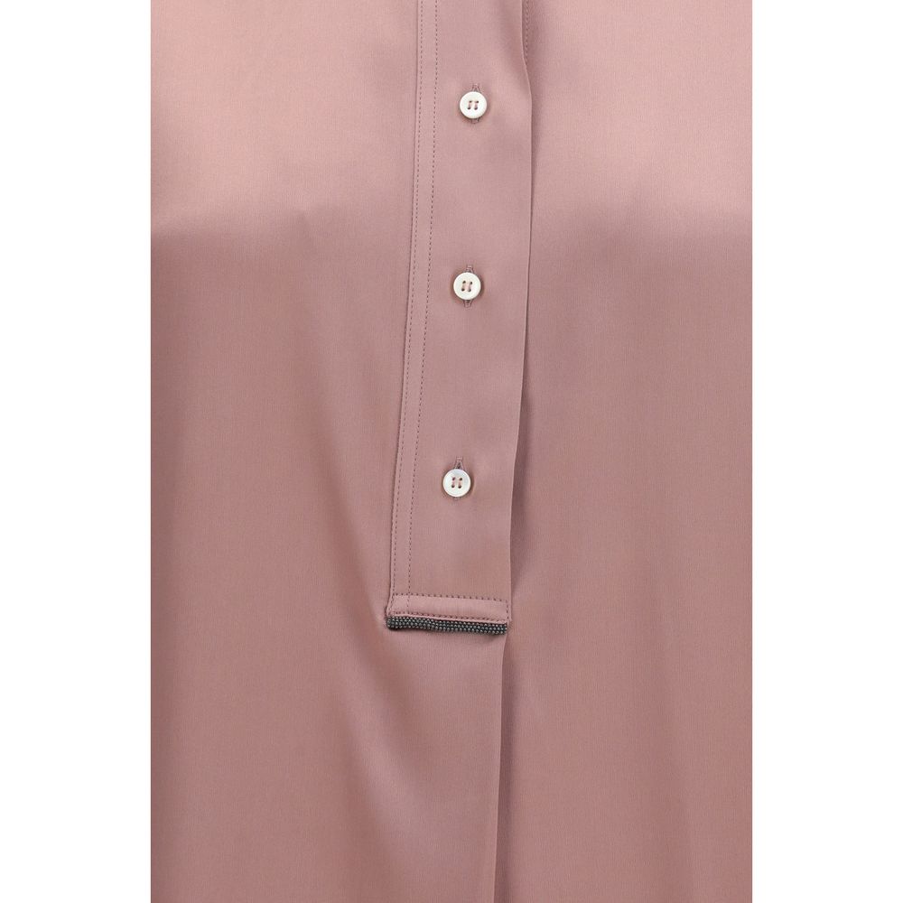 Brunello Cucinelli Multicolor Silk Shortsleeve Women's Shirt