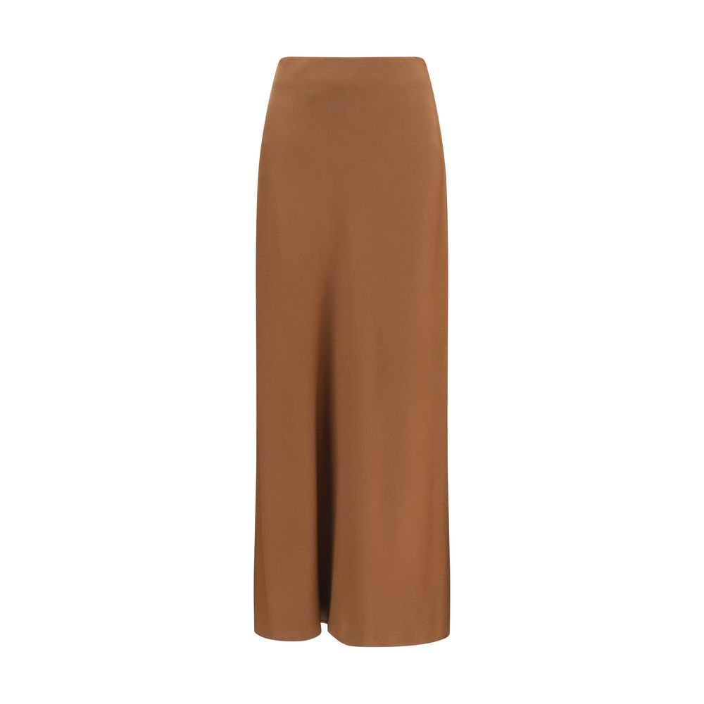 Brunello Cucinelli Brown Acetate Midi Women's Skirt