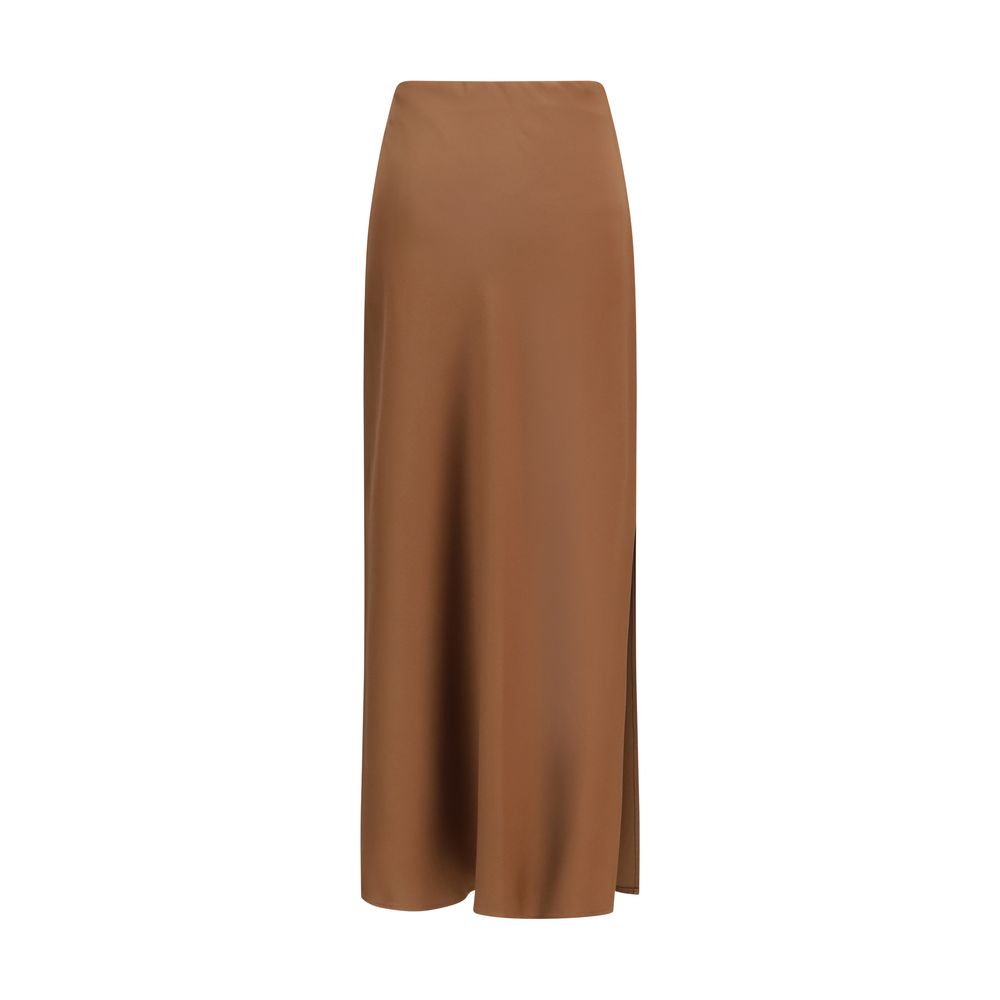 Brunello Cucinelli Brown Acetate Midi Women's Skirt