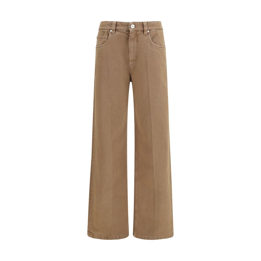 Brunello Cucinelli Brown Cotton Straight-Leg Women's Jeans