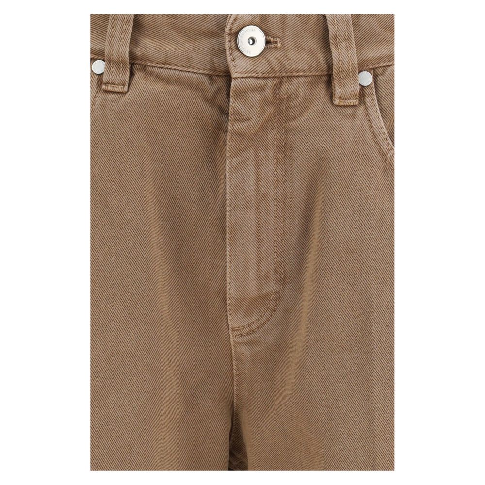 Brunello Cucinelli Brown Cotton Straight-Leg Women's Jeans