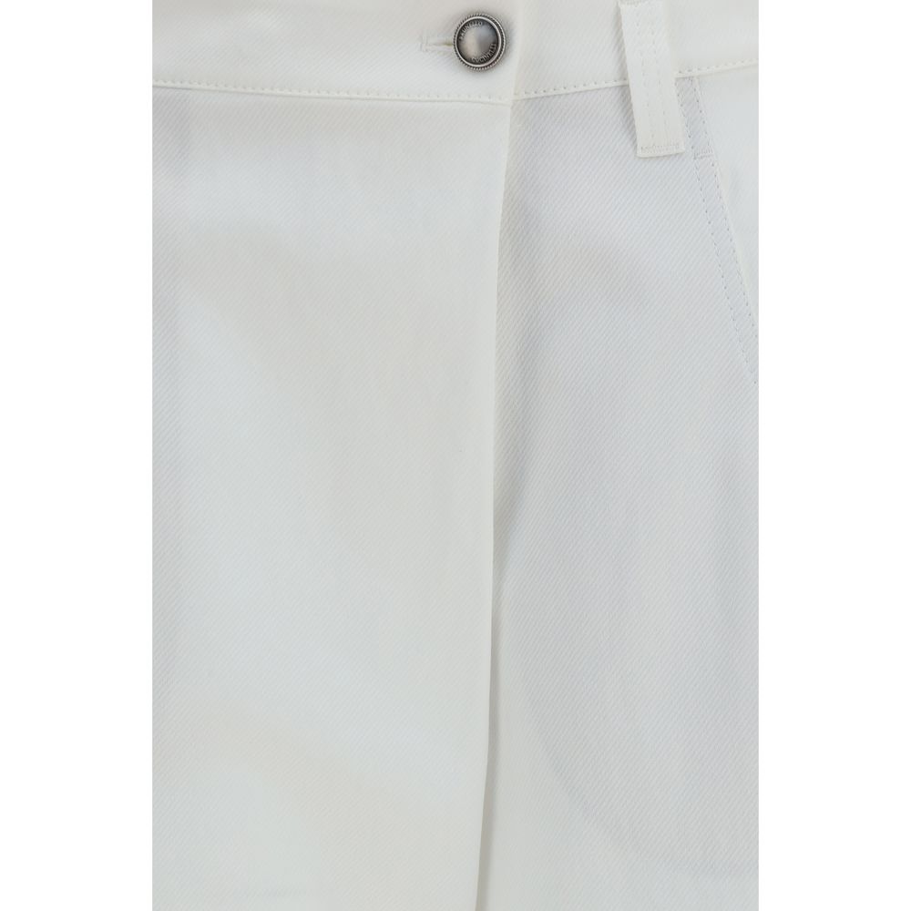 Brunello Cucinelli White Cotton Casual Women's Pants