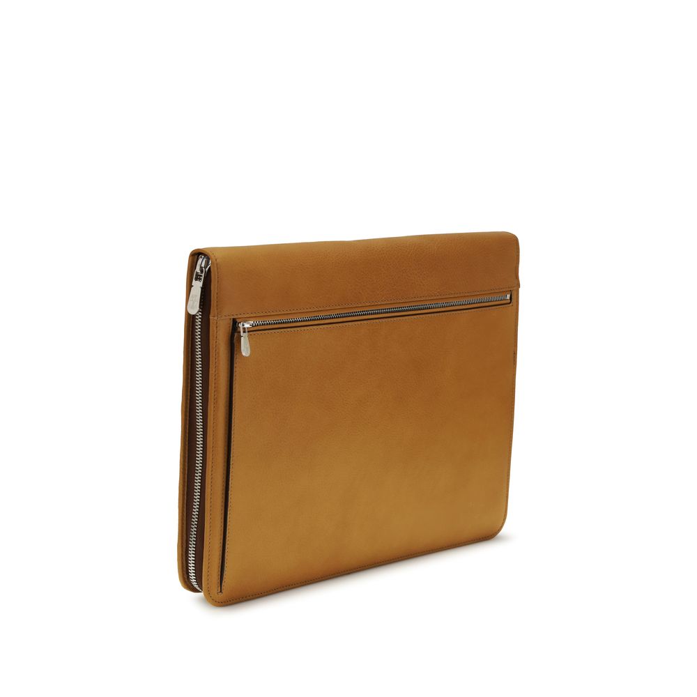 Brunello Cucinelli Brown Calf Leather Bos Taurus Men's Wallet