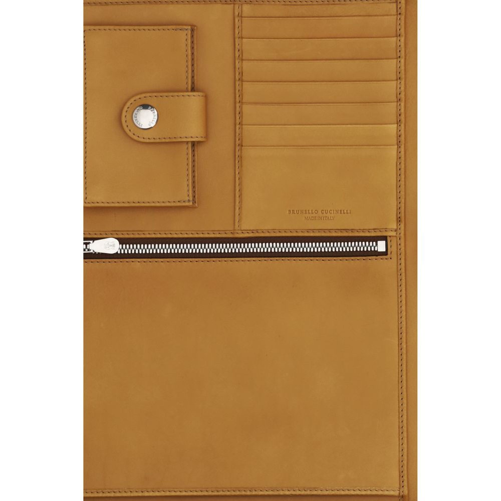 Brunello Cucinelli Brown Calf Leather Bos Taurus Men's Wallet