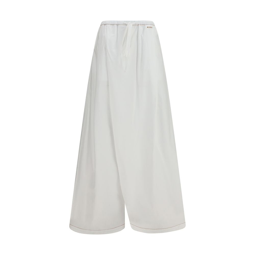 Marni White Cotton Casual Women's Pants