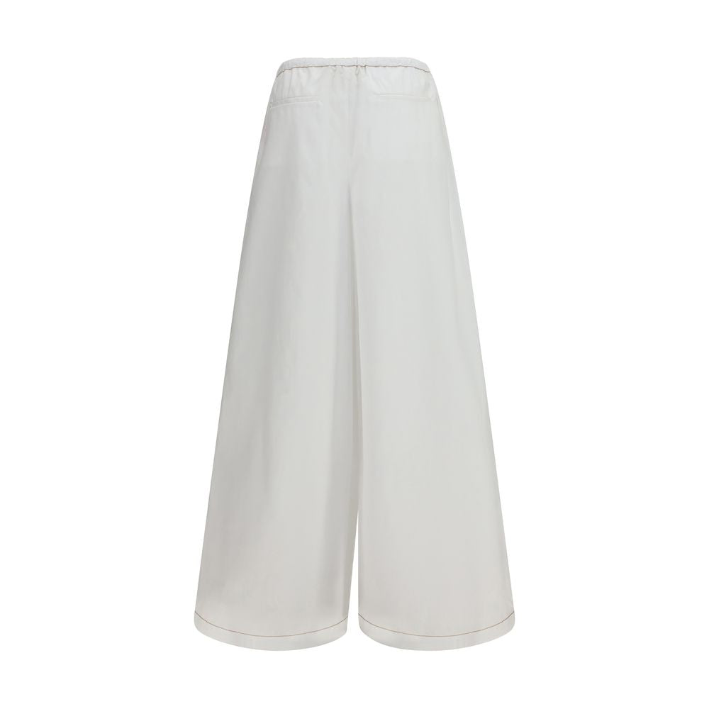 Marni White Cotton Casual Women's Pants