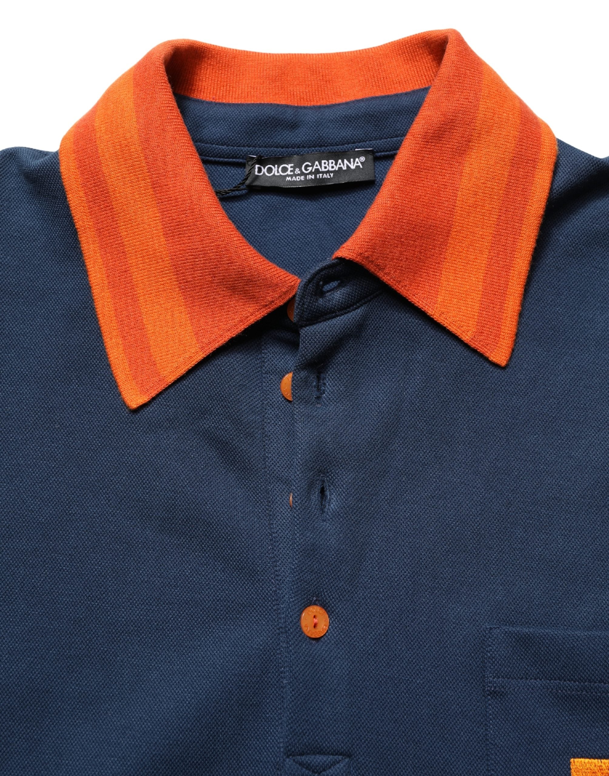 Dolce & Gabbana Navy Blue Cotton Logo Short Sleeves Men Polo Men's T-shirt