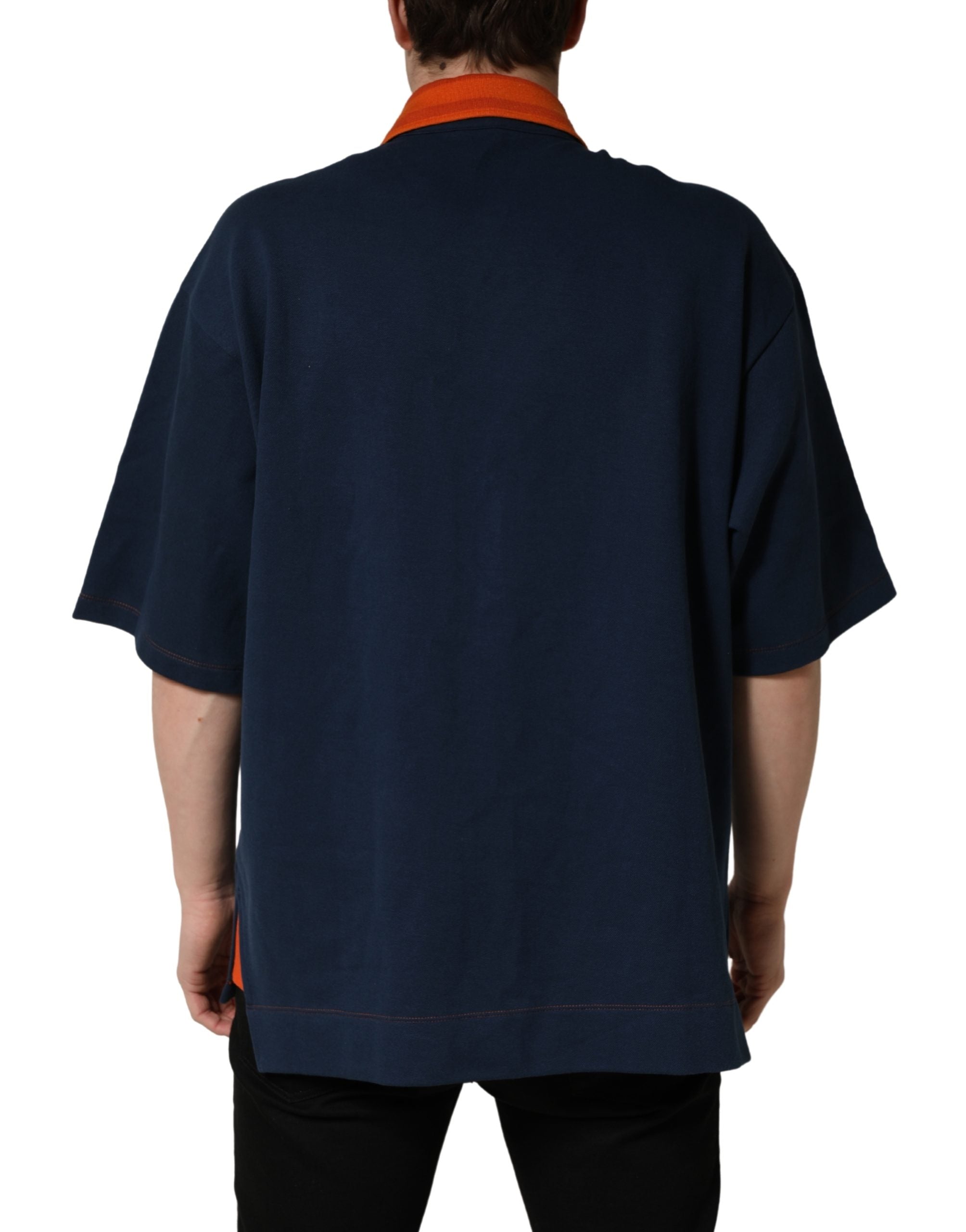 Dolce & Gabbana Navy Blue Cotton Logo Short Sleeves Men Polo Men's T-shirt