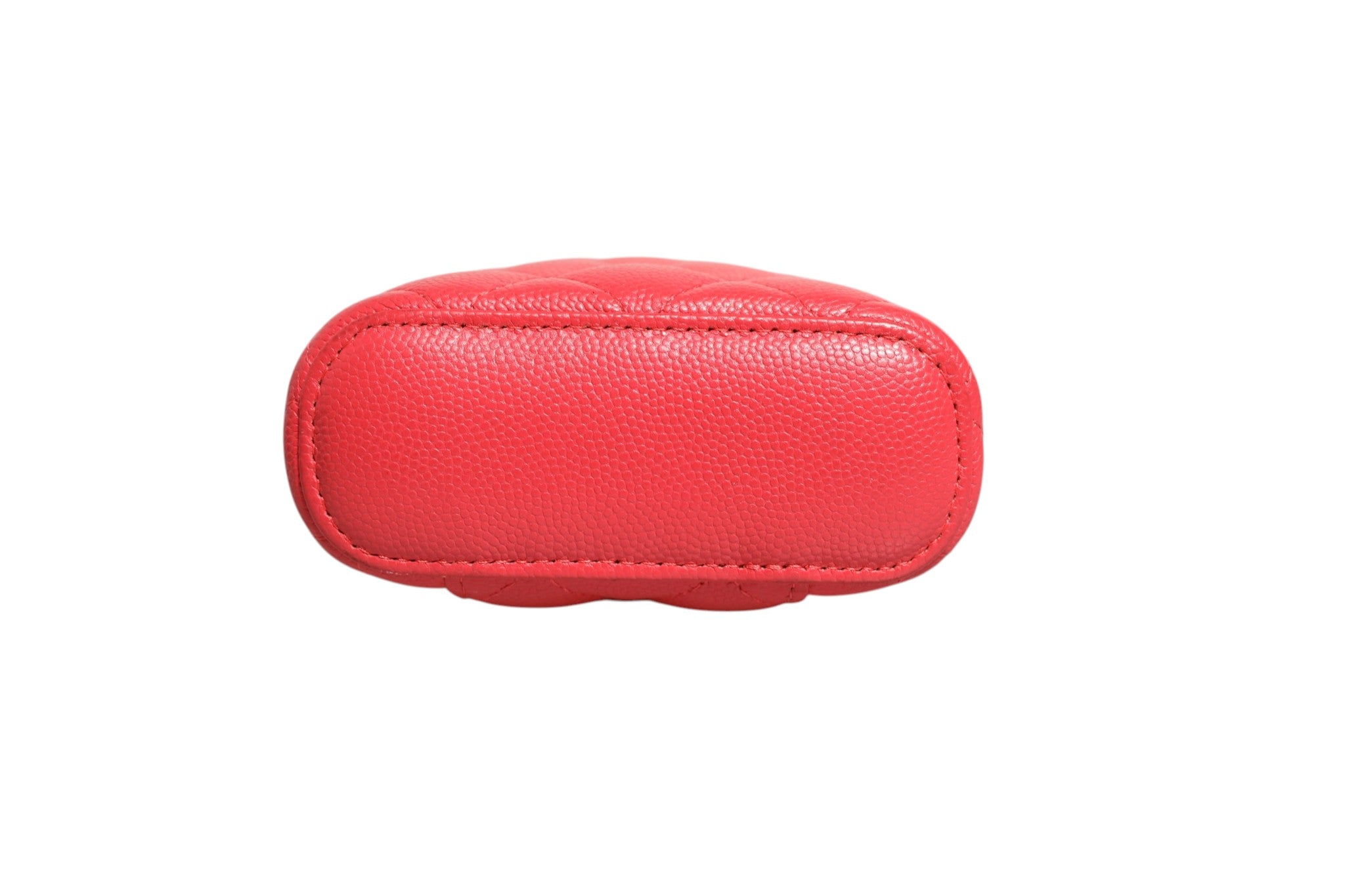 Chanel Red Caviar Quilted Small Vertical Coco Beauty Vanity Case with Women's Chain (Pre-Owned)