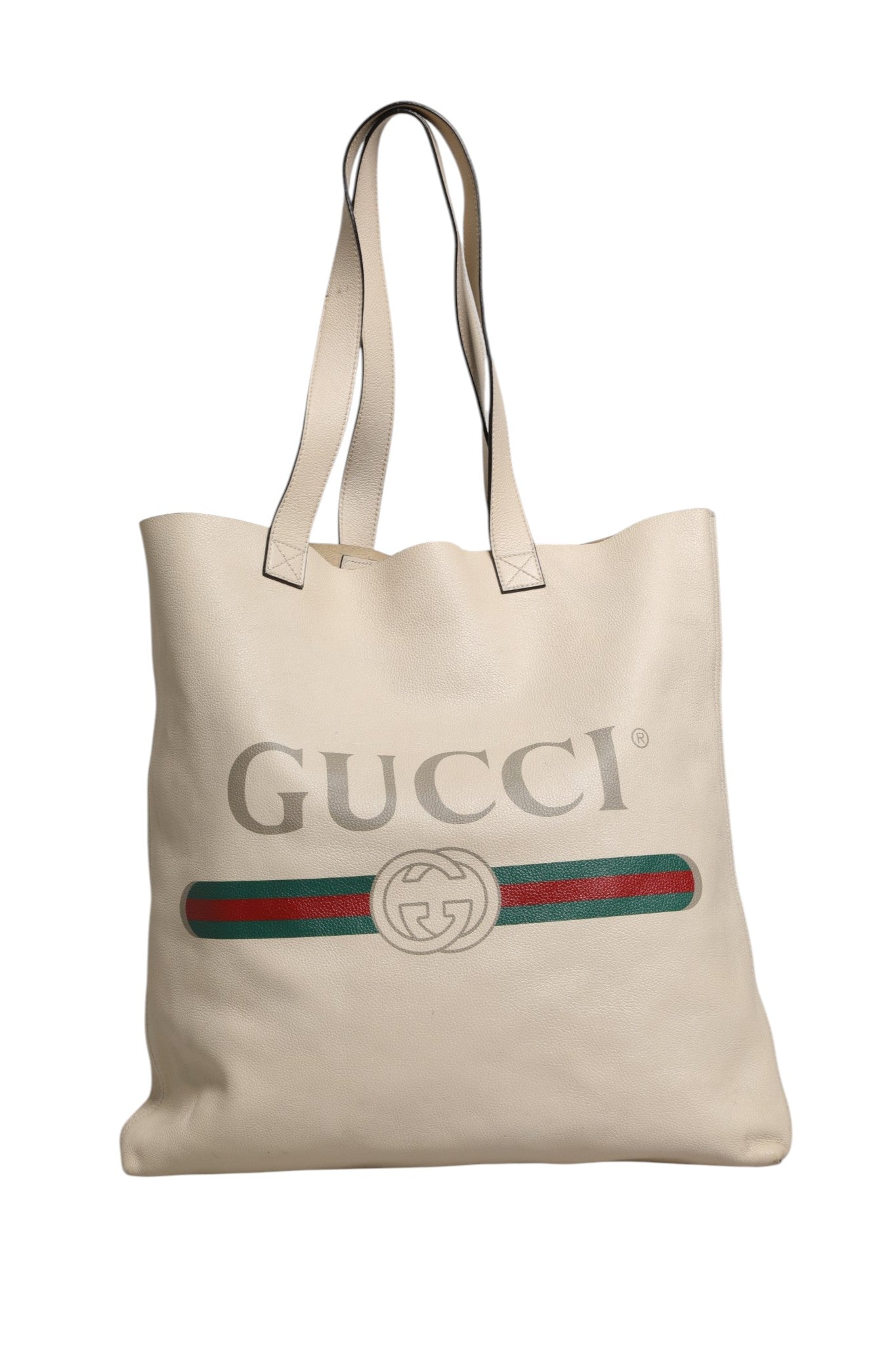 Gucci White Web Sherry Logo Print Tote Women's Bag (Pre-Owned)
