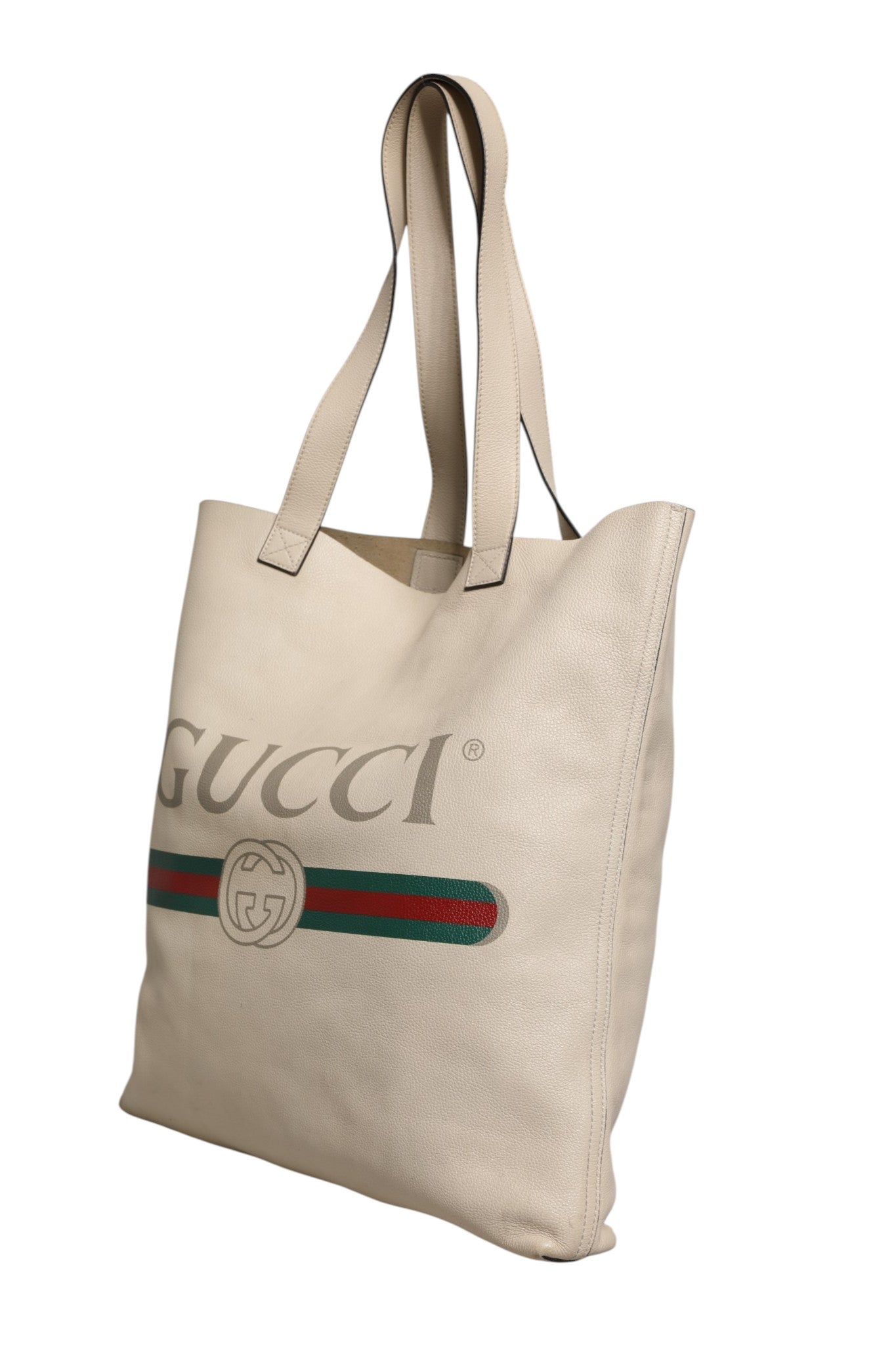 Gucci White Web Sherry Logo Print Tote Women's Bag (Pre-Owned)