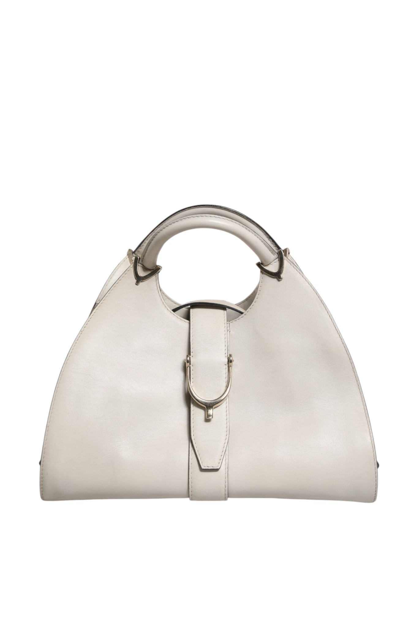 Gucci White Leather Stirrup Top Handle Women's Bag (Pre-Owned)