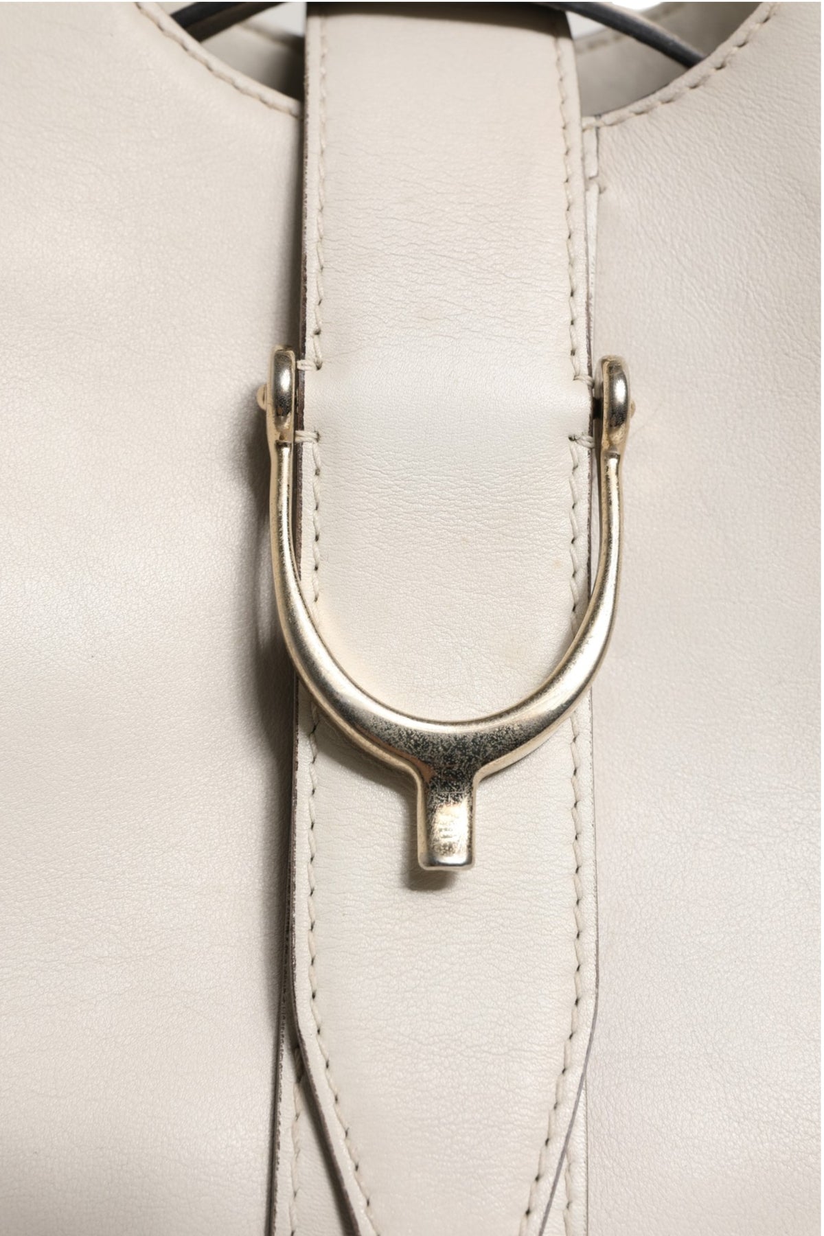 Gucci White Leather Stirrup Top Handle Women's Bag (Pre-Owned)