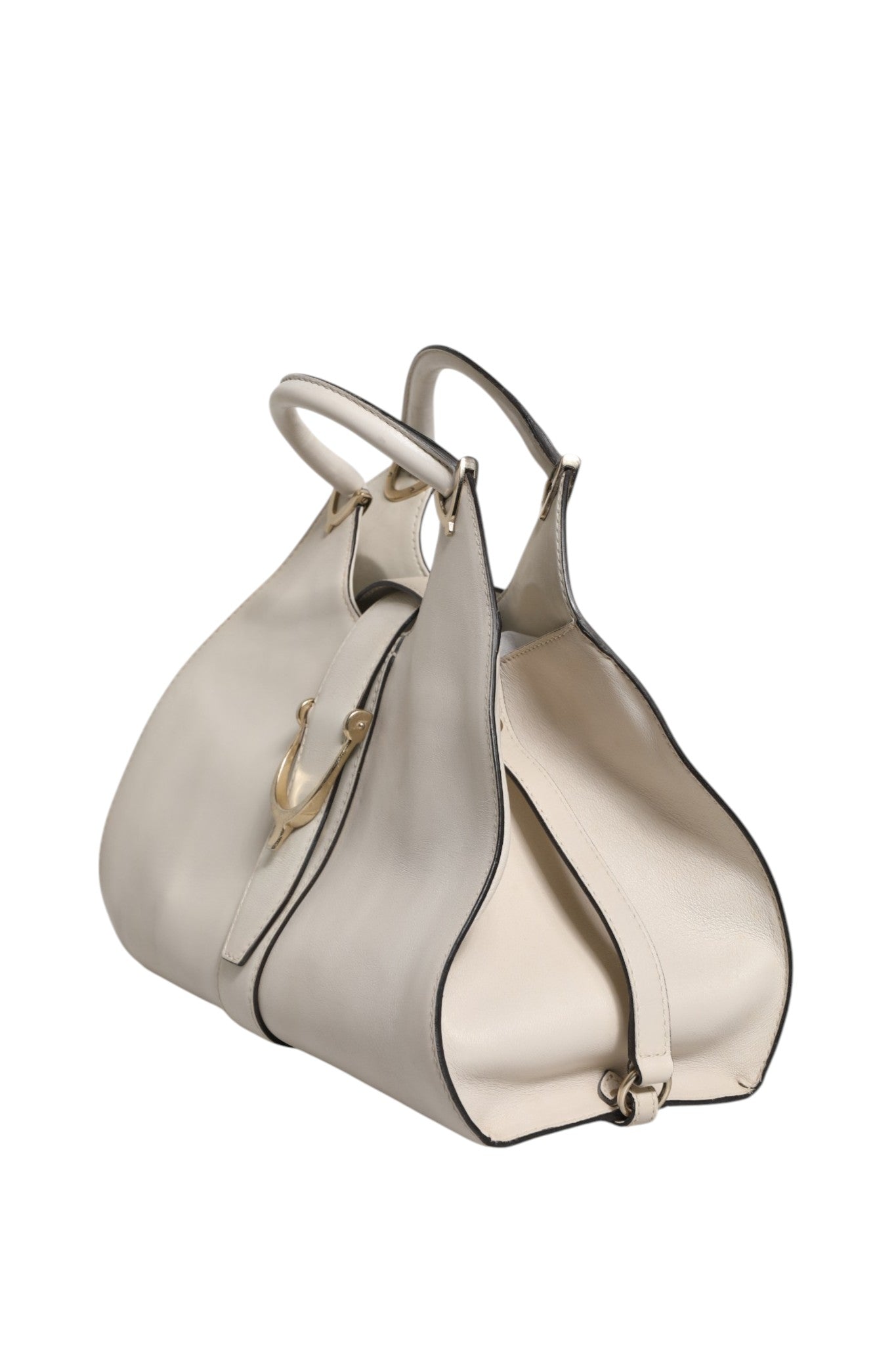 Gucci White Leather Stirrup Top Handle Women's Bag (Pre-Owned)