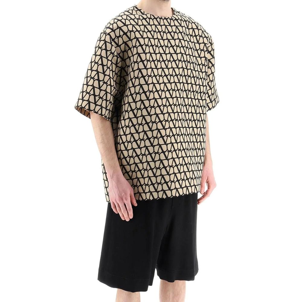 Valentino Garavani Brown Silk Men's T-Shirt