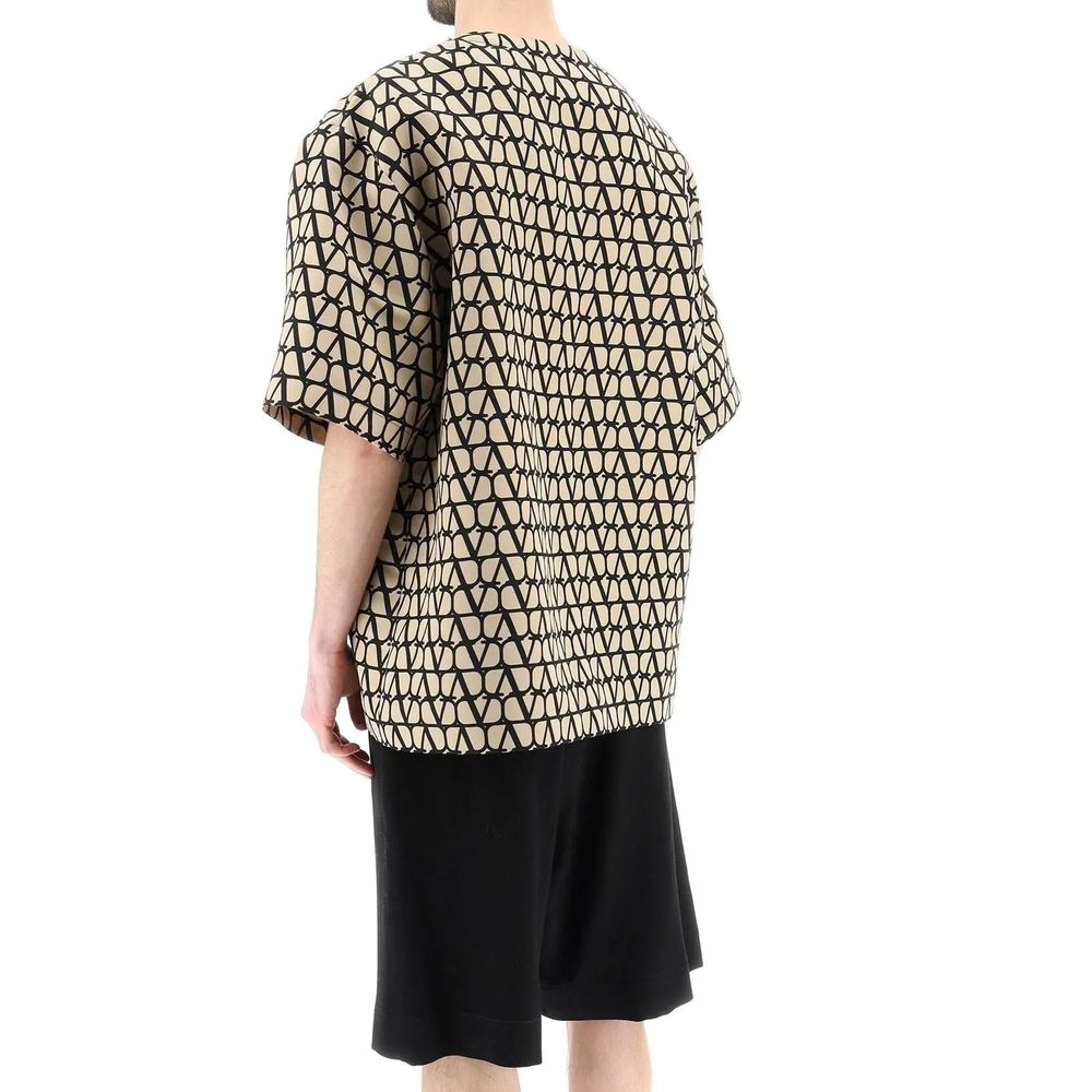 Valentino Garavani Brown Silk Men's T-Shirt
