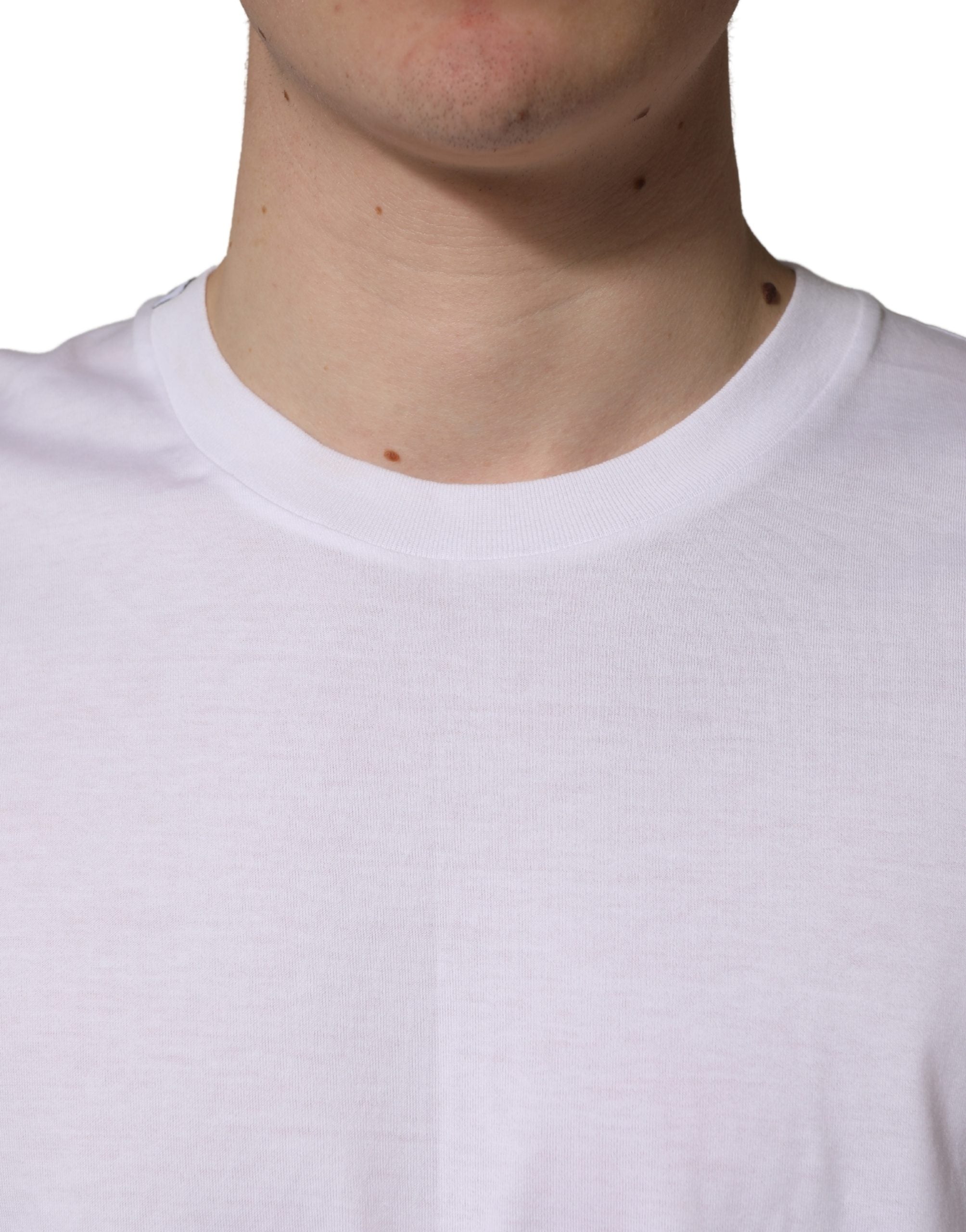 Dolce & Gabbana White Oversized Cotton Men Crew Neck Men's T-shirt