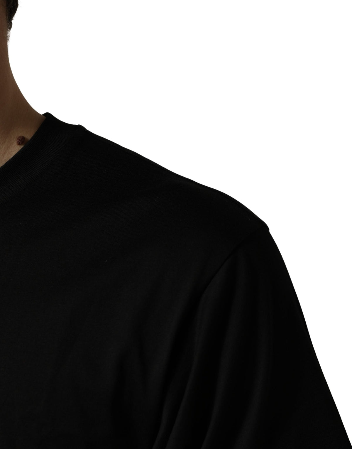 Dolce & Gabbana Black Cotton Jersey Logo Patch Crew Neck Men's T-shirt