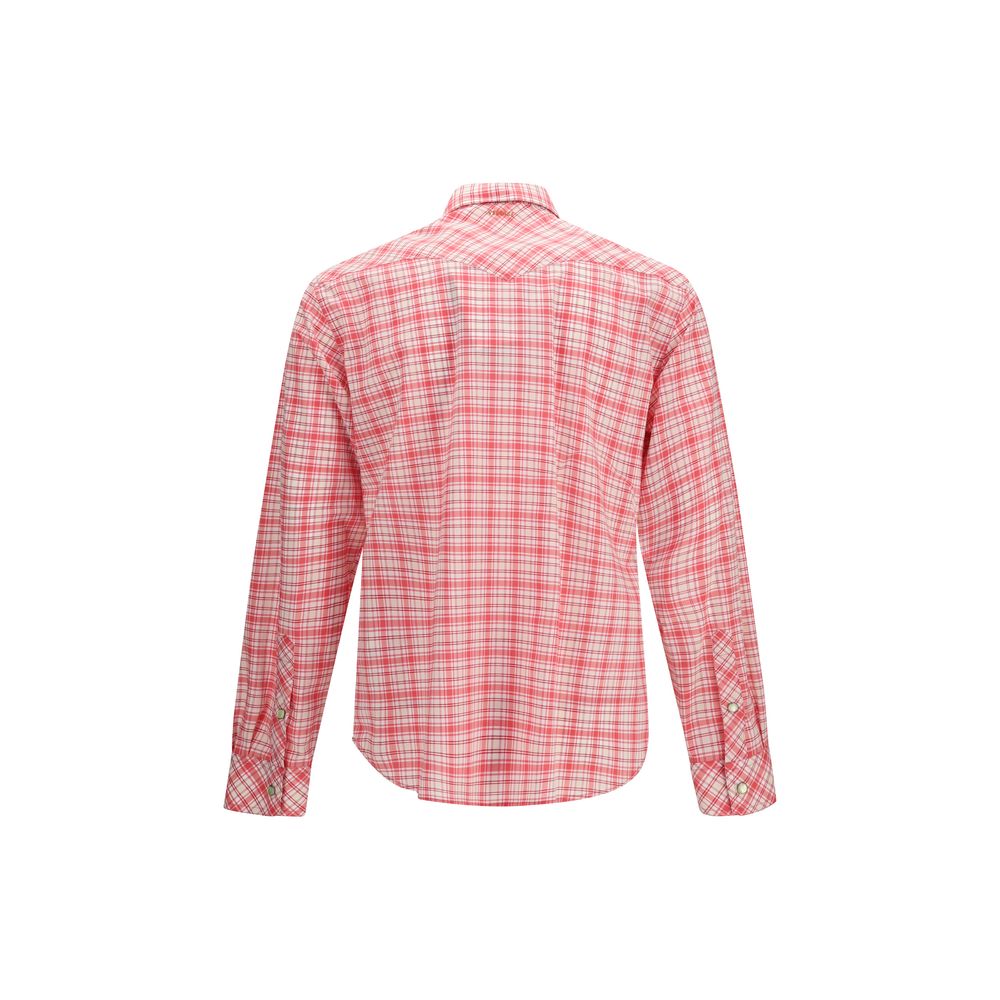 Versace Red Cotton Pattern Men's Shirt