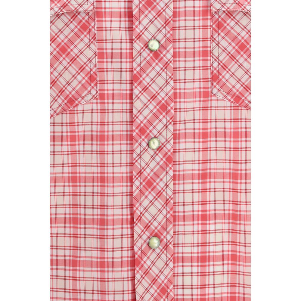 Versace Red Cotton Pattern Men's Shirt