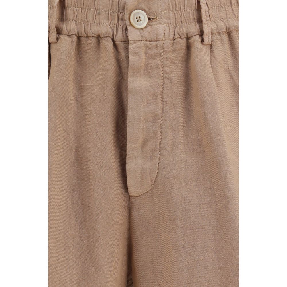 Brunello Cucinelli Brown Linen Bermuda Men's Shorts