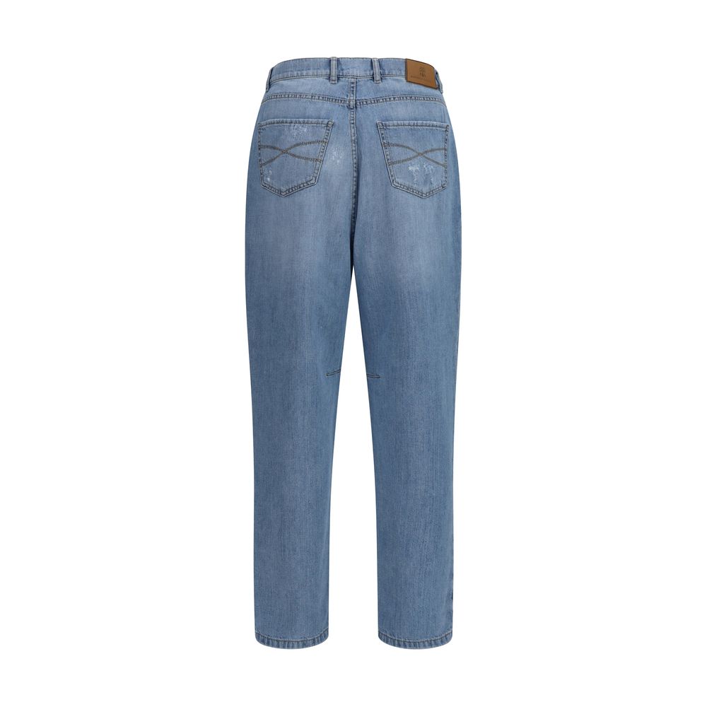 Brunello Cucinelli Blue Cotton Straight-Leg Men's Jeans