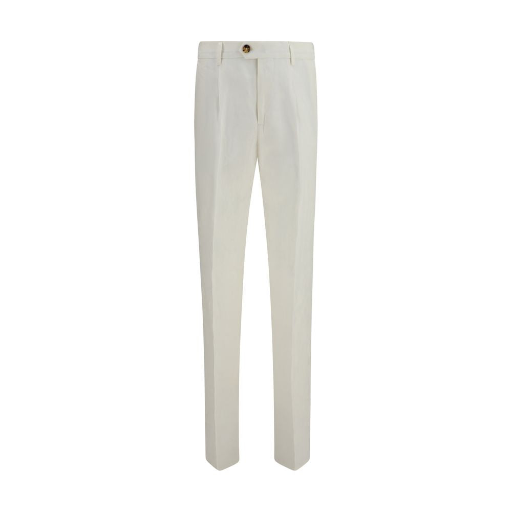 Brunello Cucinelli White Linen Casual Men's Pants