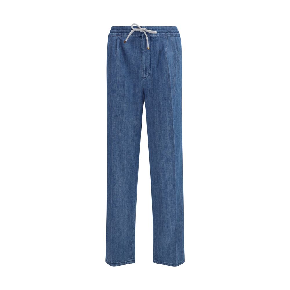 Brunello Cucinelli Blue Cotton Casual Men's Pants