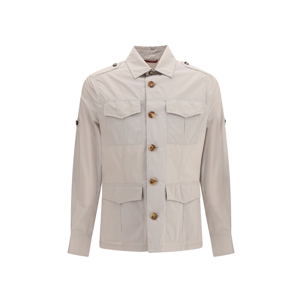 Brunello Cucinelli Beige Cotton Full-Length Men's Jacket