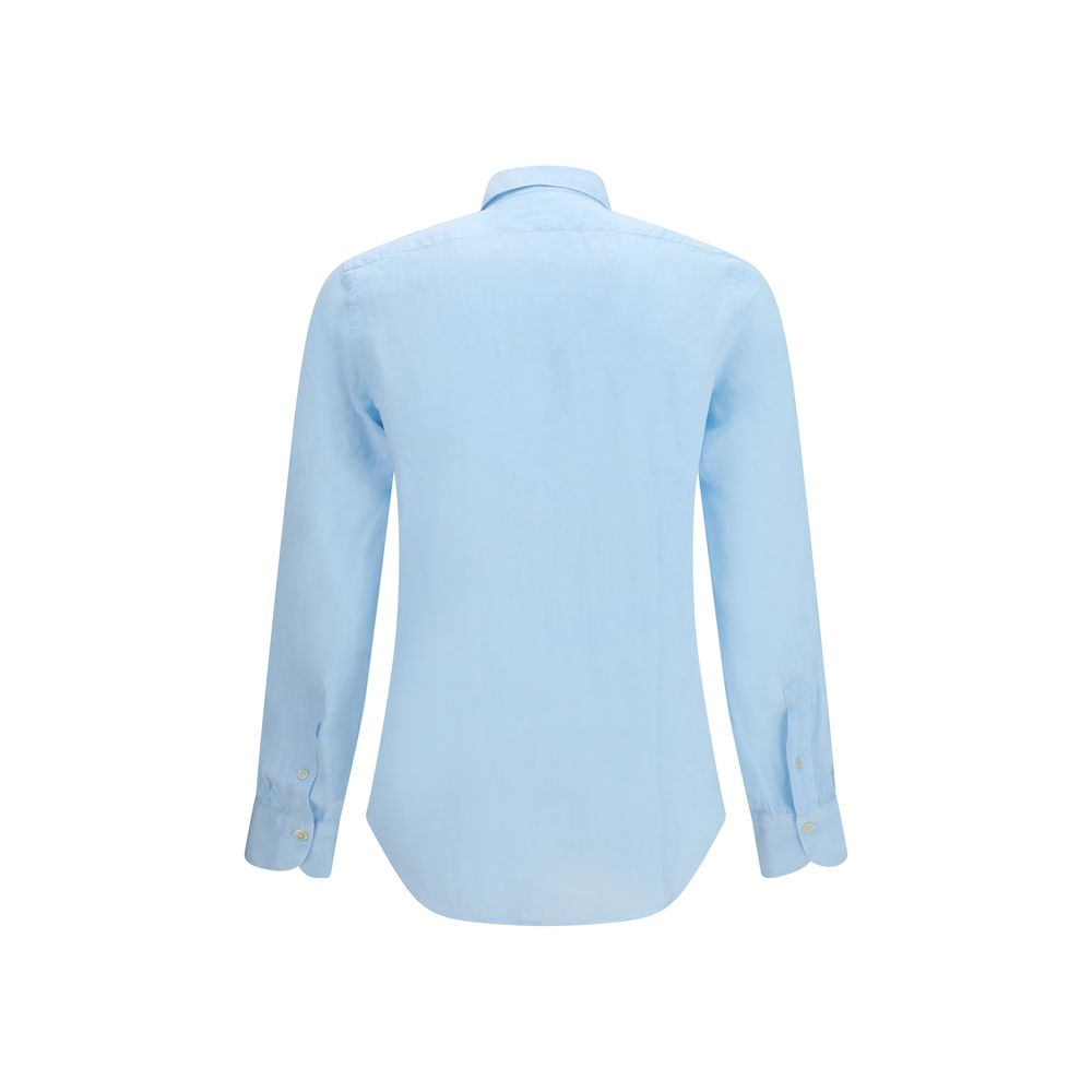 Finamore Blue Linen Longsleeve Men's Shirt