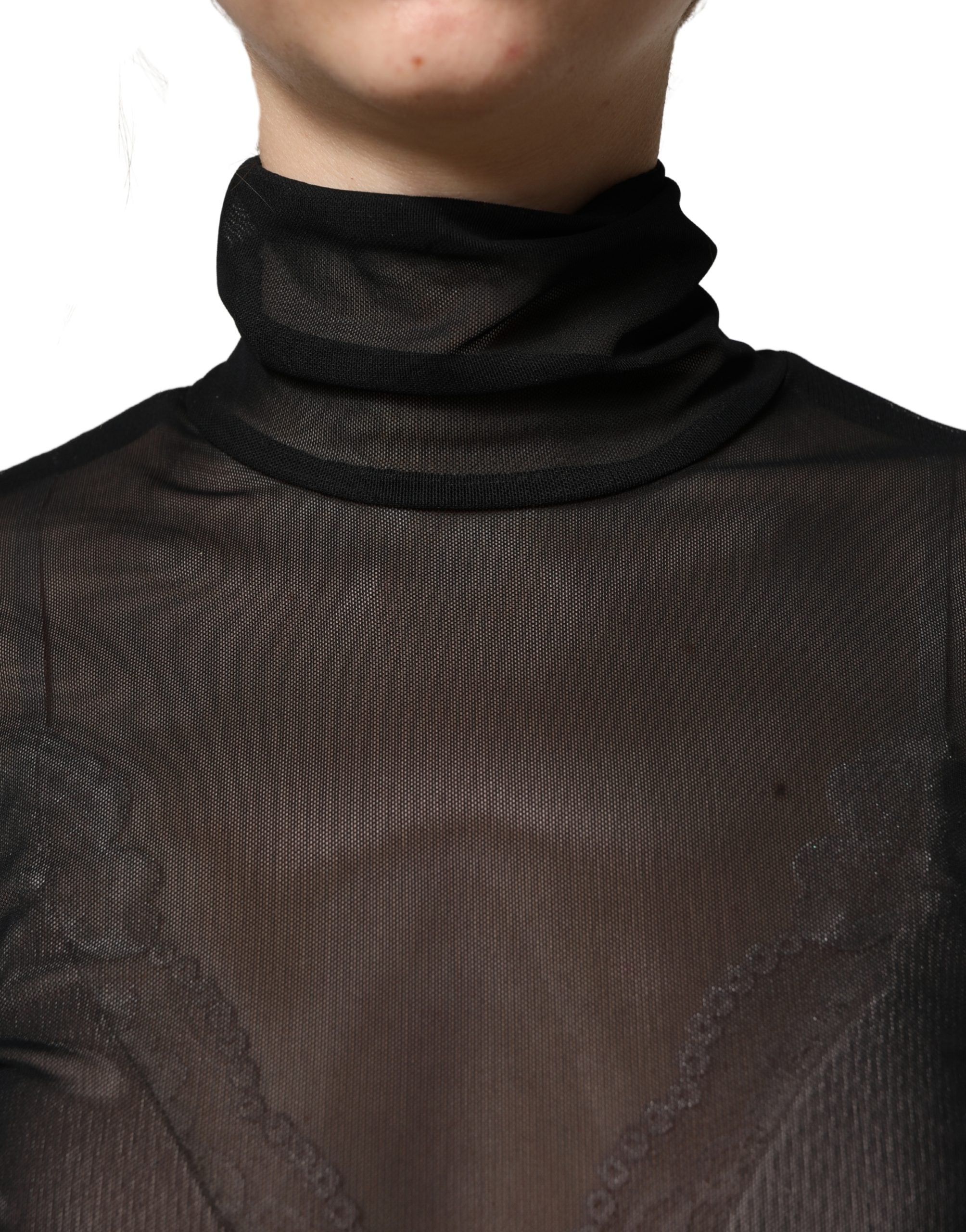 Dolce & Gabbana Black Nylon Sheer Turtleneck Jumpsuit Women's Dress (Pre-Owned)