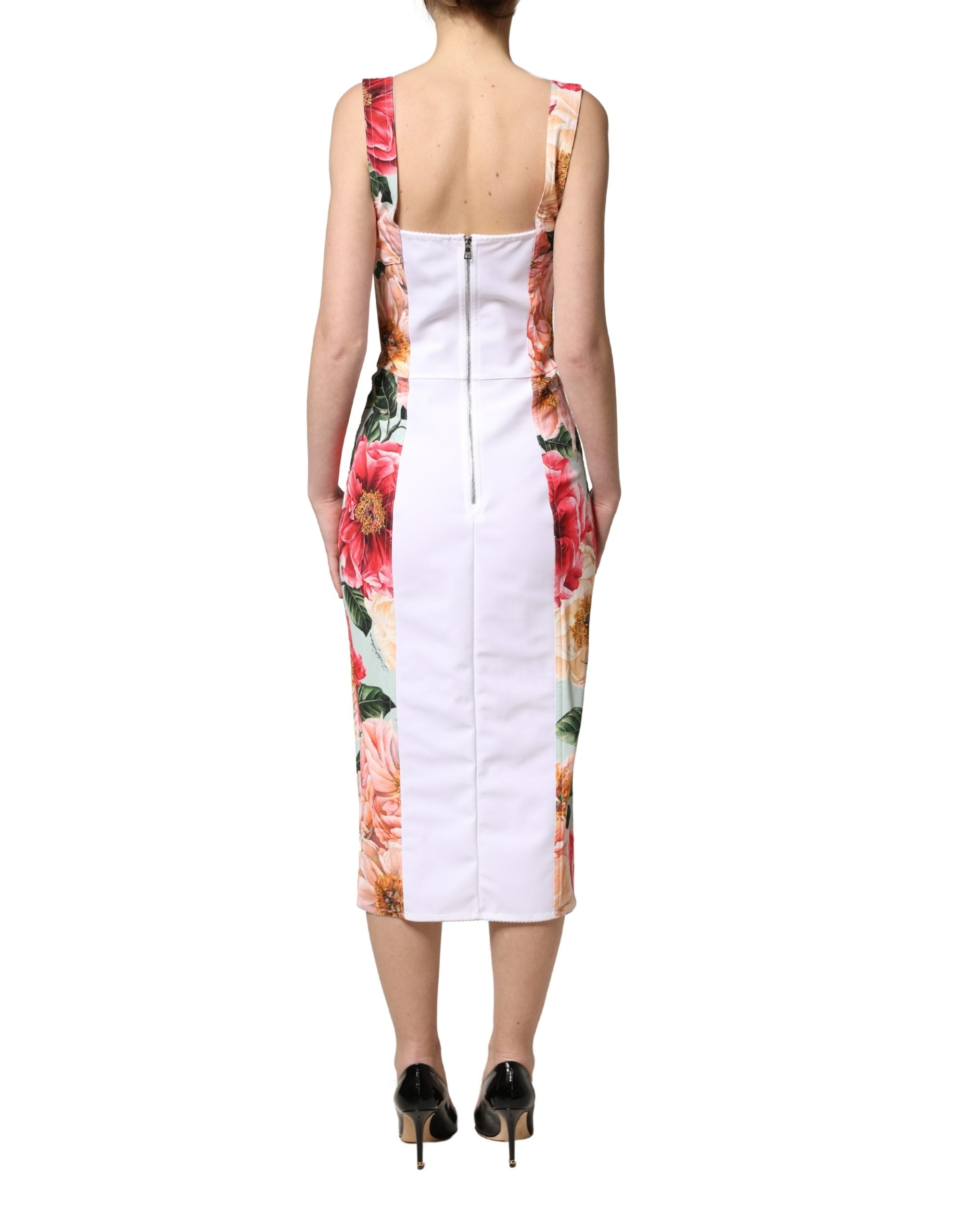 Dolce & Gabbana Multicolor Floral Print Viscose Sheath Women's Dress