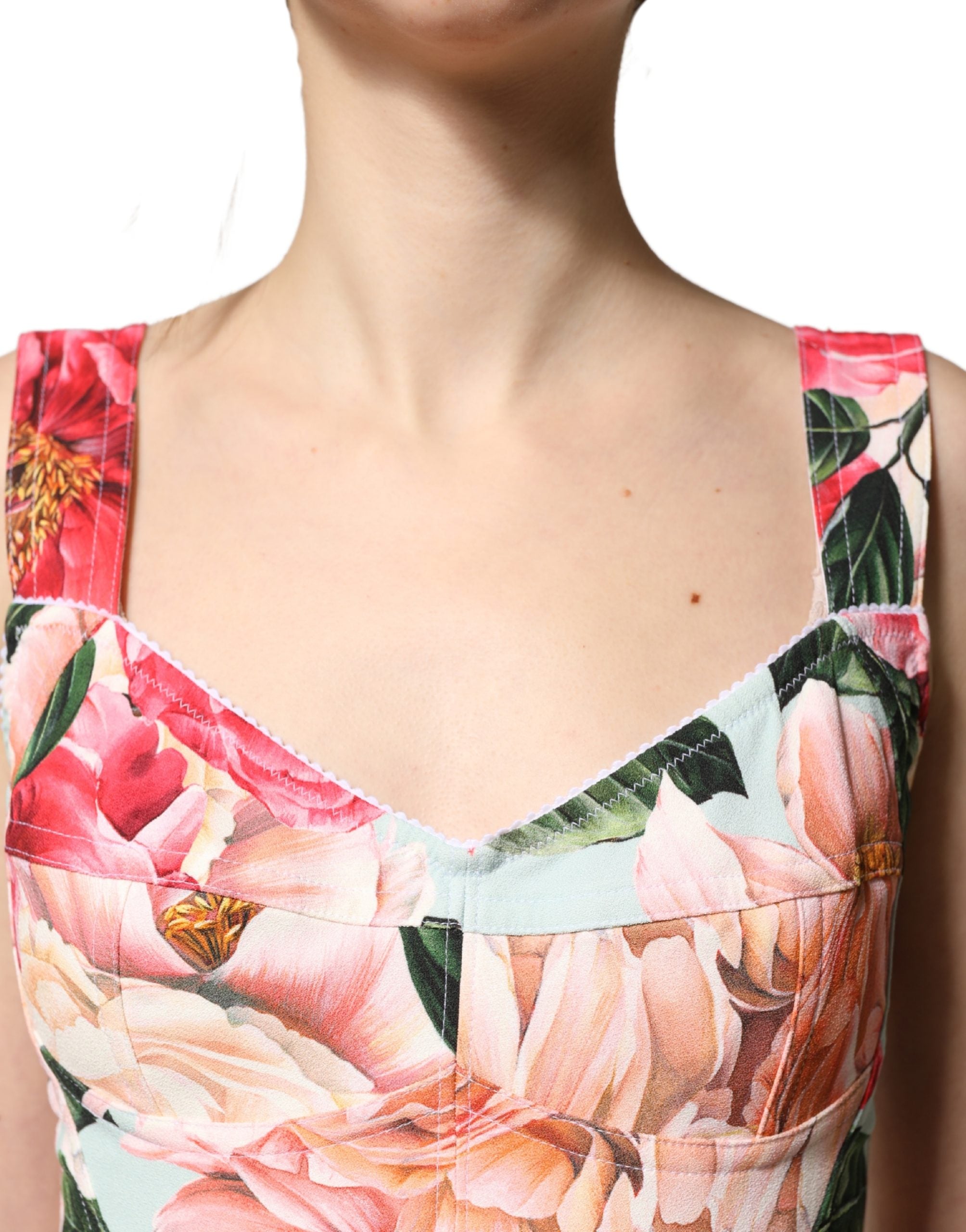 Dolce & Gabbana Multicolor Floral Print Viscose Sheath Women's Dress