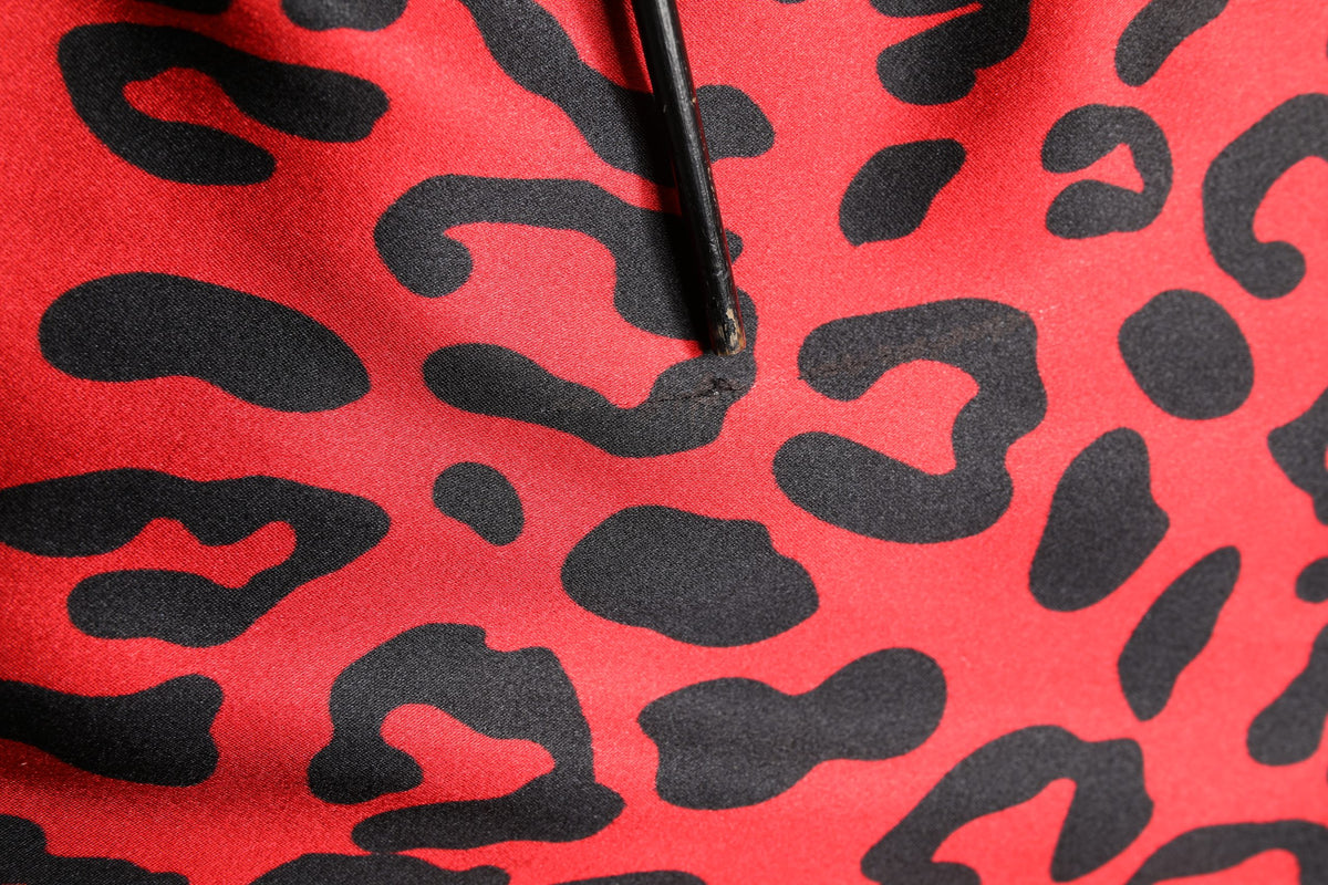 Dolce & Gabbana Red Leopard Print Silk Side Slit Maxi Women's Dress (Pre-Owned)
