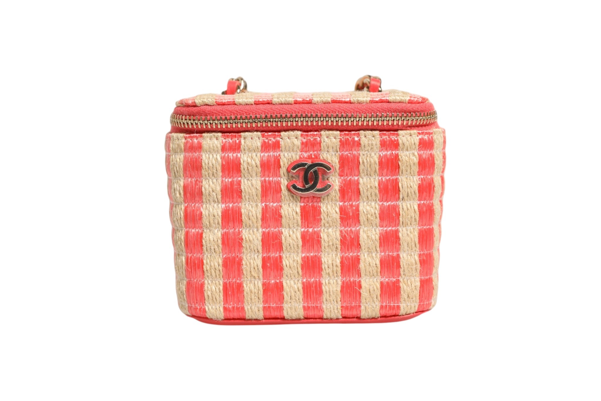 Chanel Raffia Jute Striped Mini Vanity Women's Case (Pre-Owned)