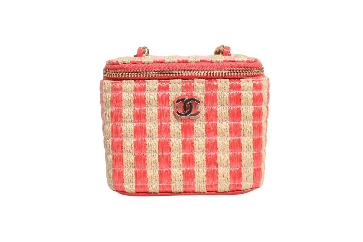 Chanel Raffia Jute Striped Mini Vanity Women's Case (Pre-Owned)