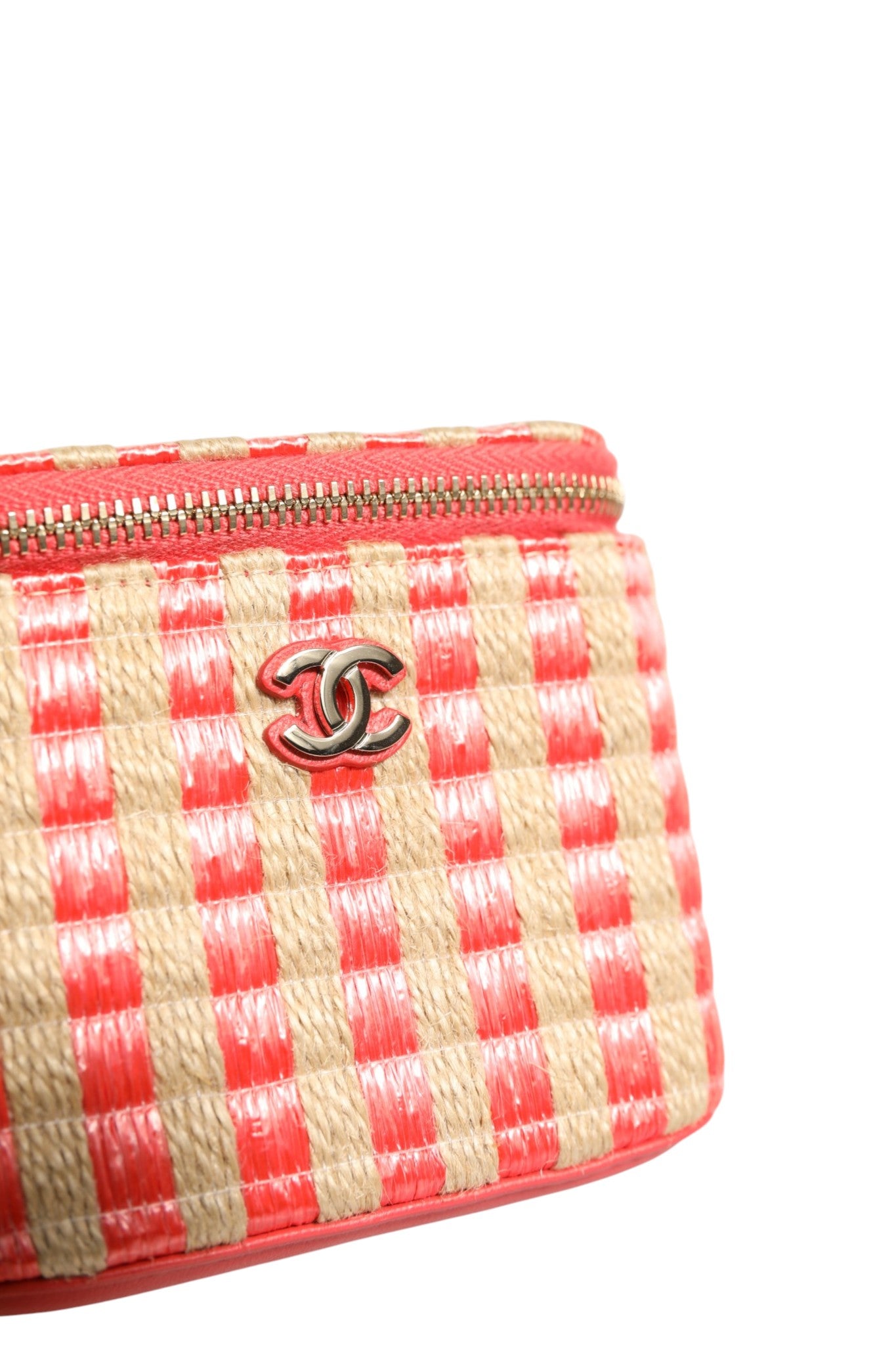 Chanel Raffia Jute Striped Mini Vanity Women's Case (Pre-Owned)