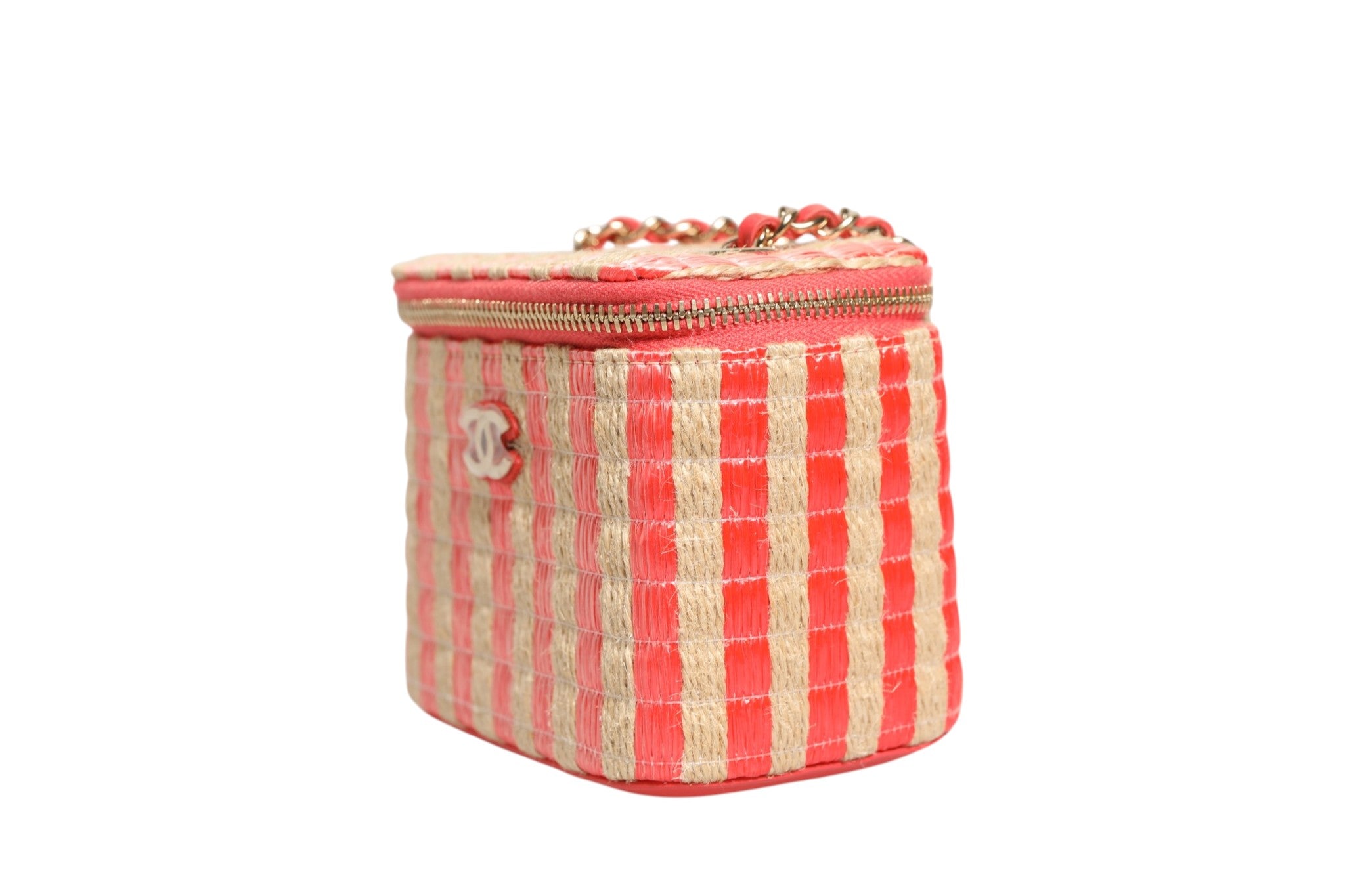 Chanel Raffia Jute Striped Mini Vanity Women's Case (Pre-Owned)