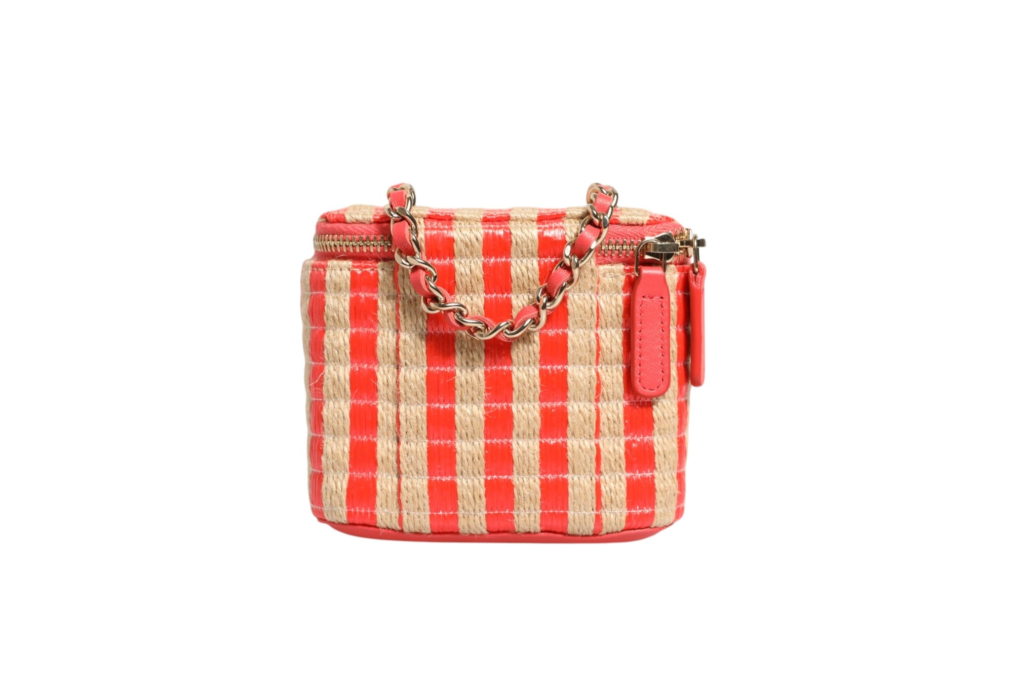 Chanel Raffia Jute Striped Mini Vanity Women's Case (Pre-Owned)