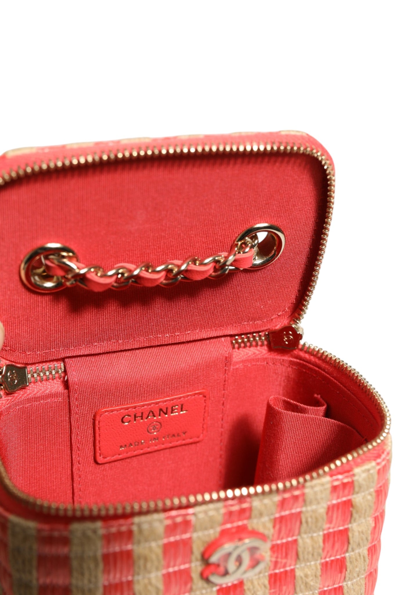Chanel Raffia Jute Striped Mini Vanity Women's Case (Pre-Owned)