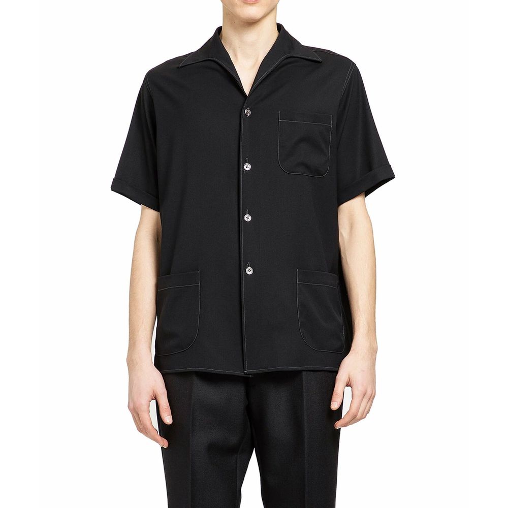 Maison Margiela Black Wool Shortsleeve Men's Shirt