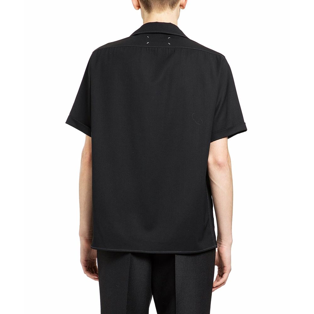 Maison Margiela Black Wool Shortsleeve Men's Shirt