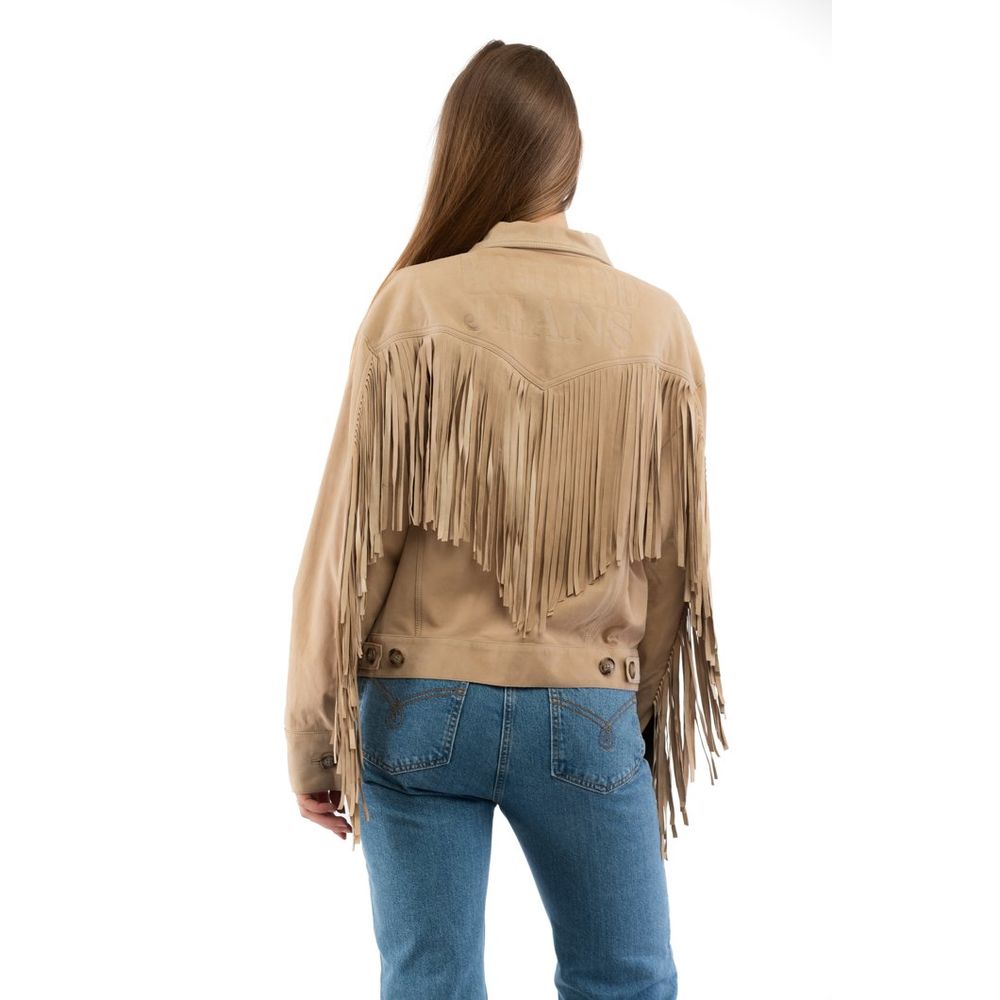 Moschino Beige Cotton Leather Women's Jacket
