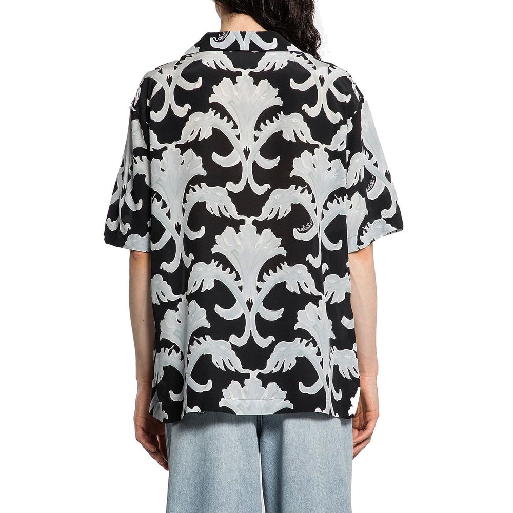 Valentino Black Silk Pattern Men's Shirt
