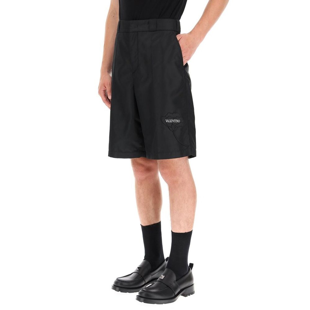 Valentino Garavani Black Nylon Bermuda Men's Shorts