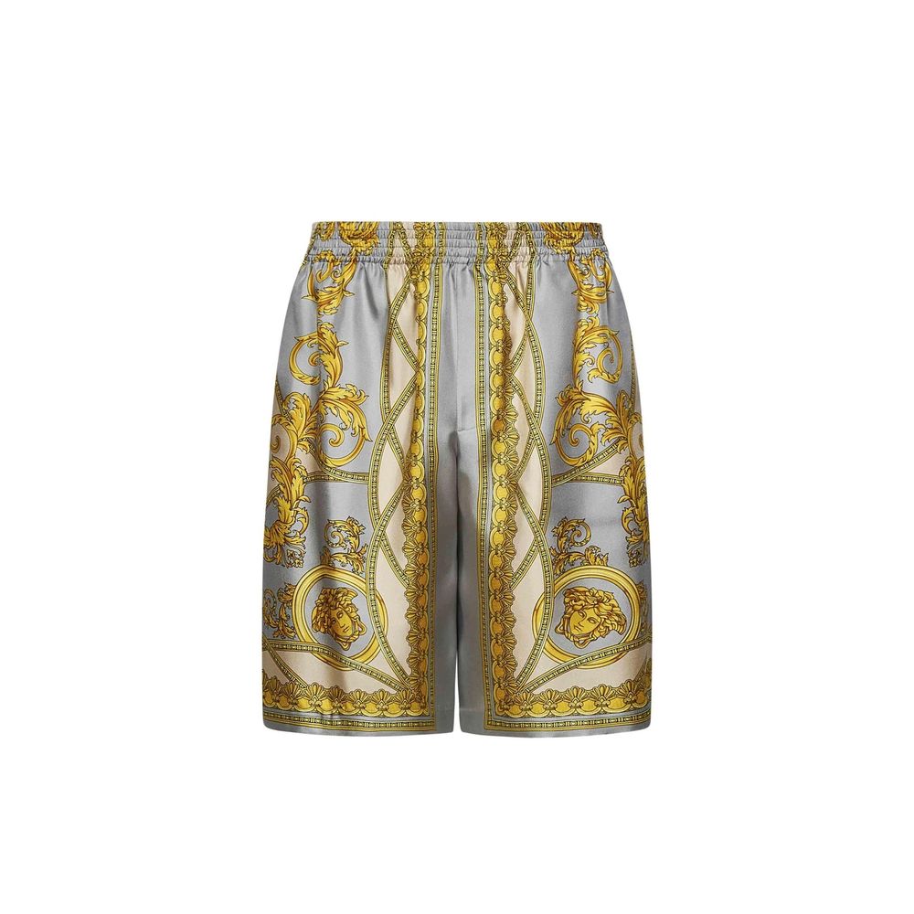 Versace Gray Silk Bermuda Men's Shorts