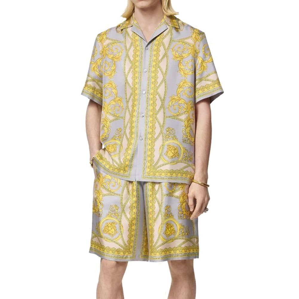 Versace Gray Silk Bermuda Men's Shorts