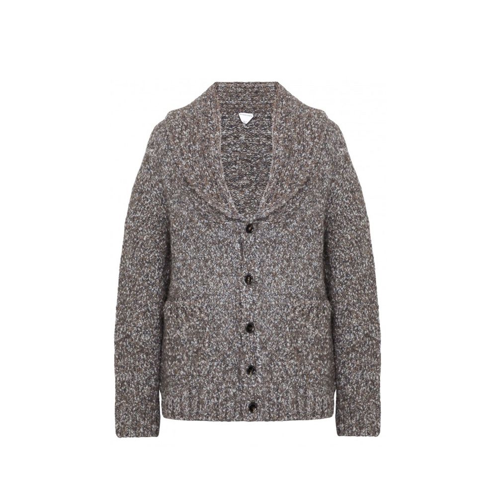 Bottega Veneta Gray Alpaca Leather Men's Cardigan
