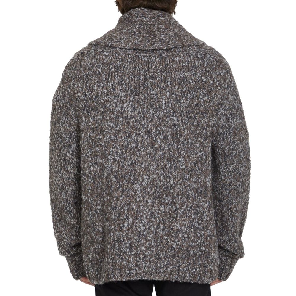 Bottega Veneta Gray Alpaca Leather Men's Cardigan